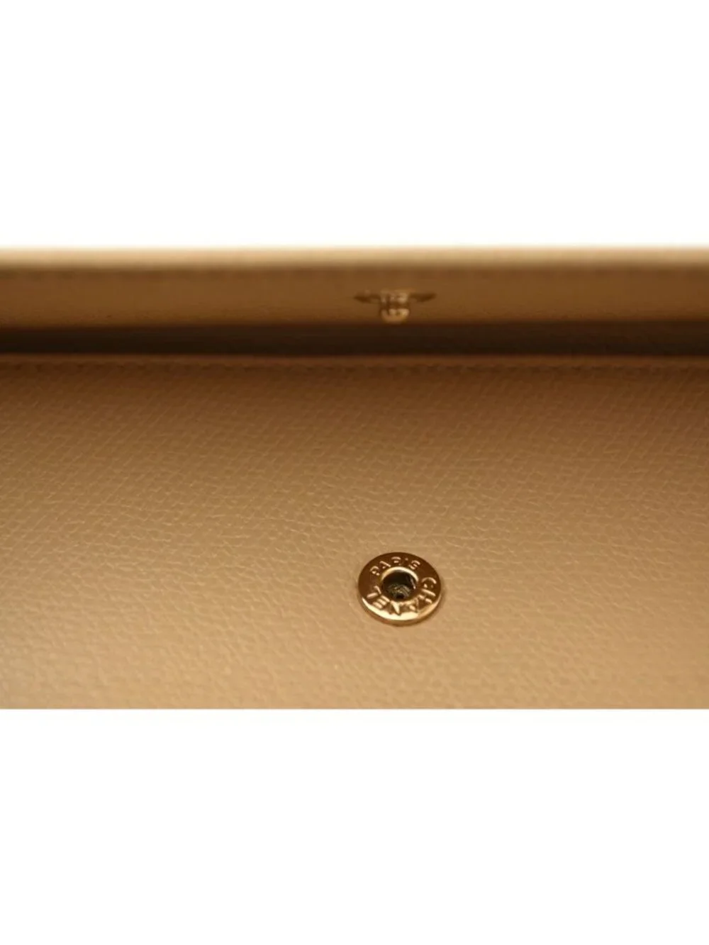 Chanel Wallet Coco Button Bifold Leather Beige